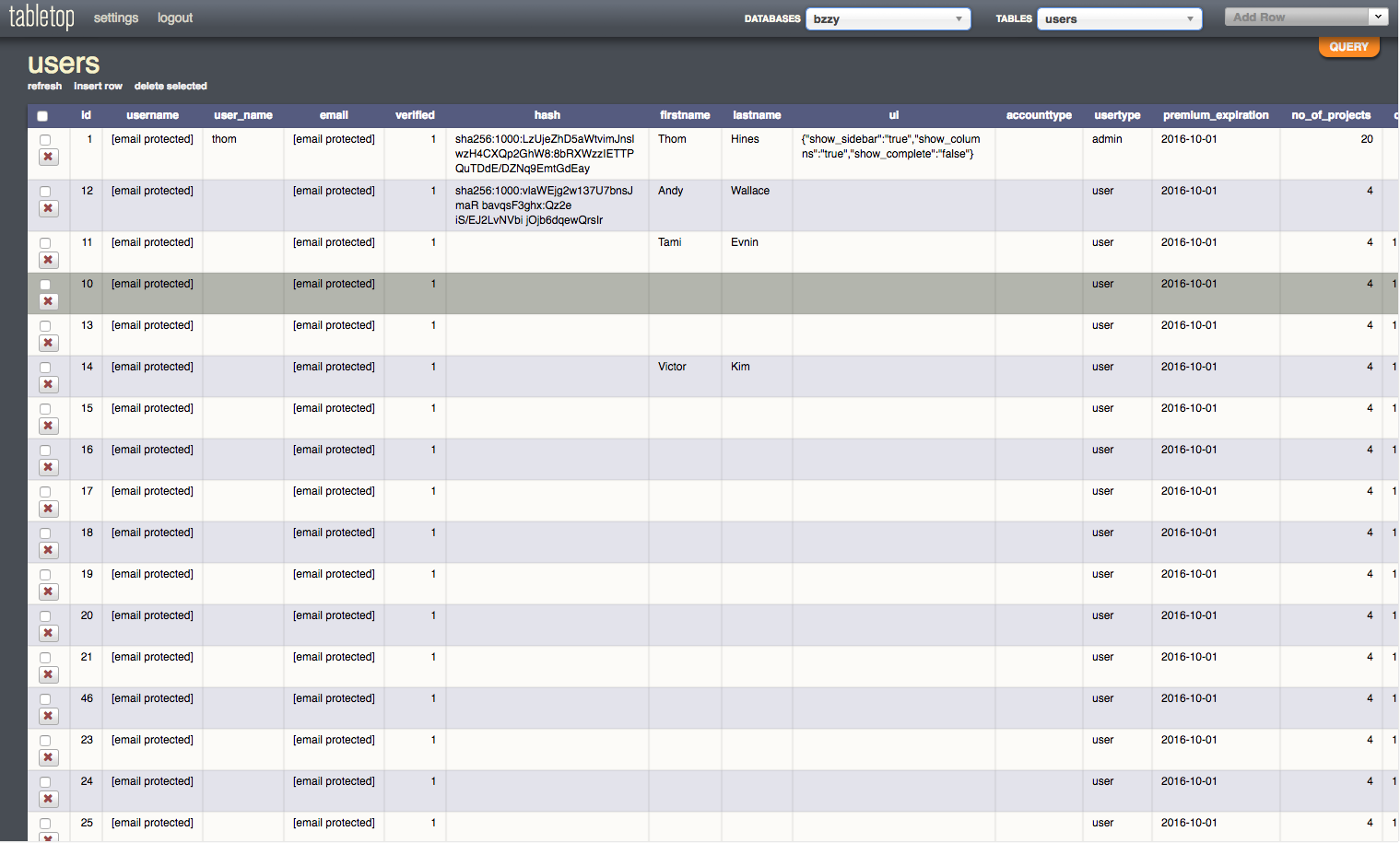 A snapshot of the Tabletop interface